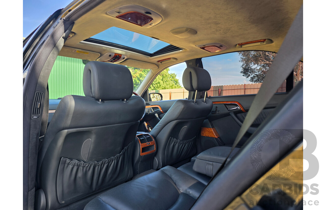 4/2003 Mercedes Benz S600L W220 4d Sedan Obsidian Black Metallic Twin Turbo V12 5.5L