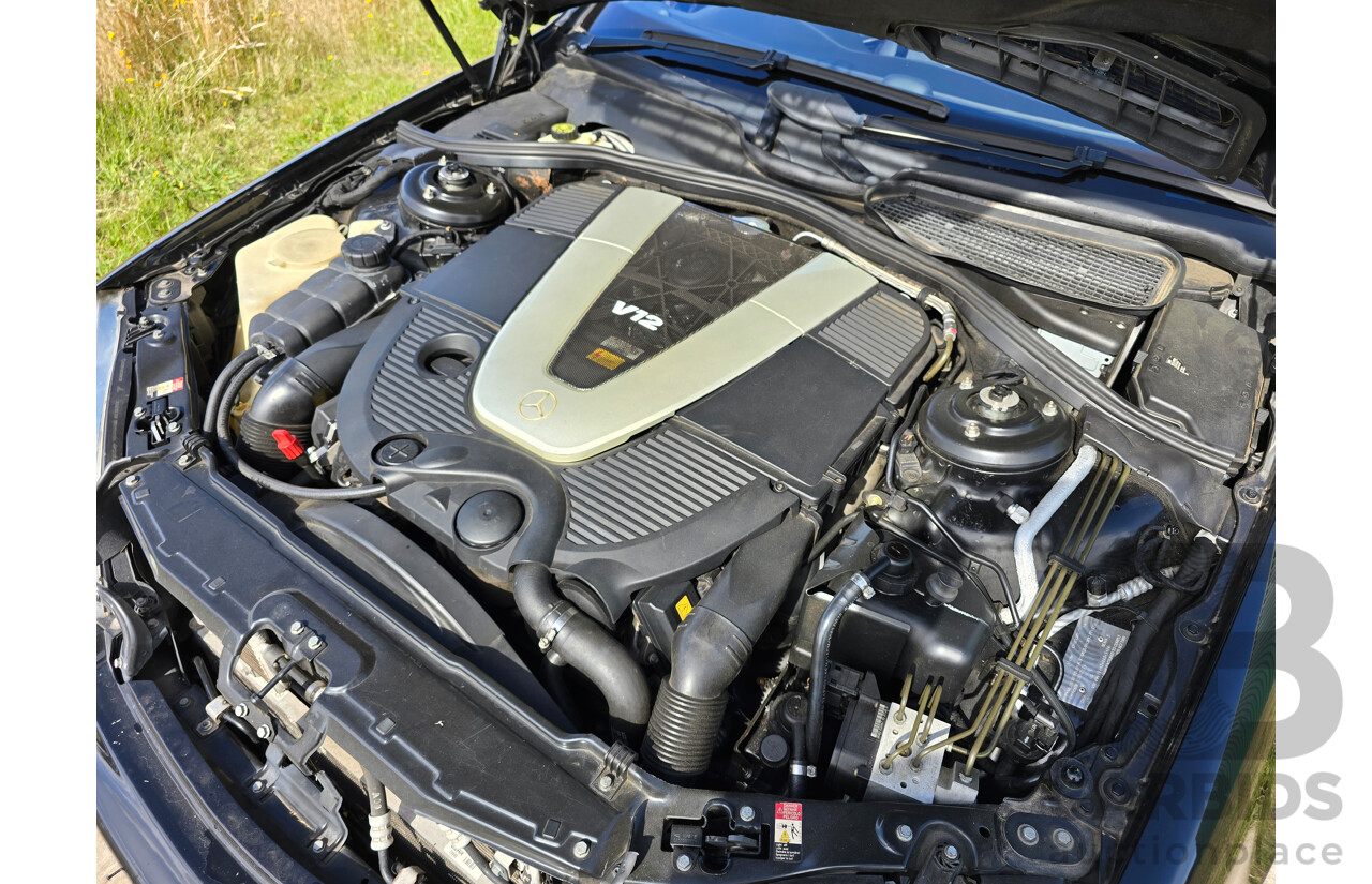 4/2003 Mercedes Benz S600L W220 4d Sedan Obsidian Black Metallic Twin Turbo V12 5.5L