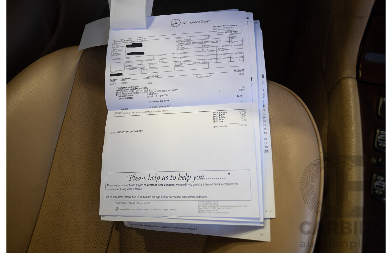 6/2002 Mercedes Benz E240 Classic W210 4d Wagon Travertine Beige Metallic V6 2.4L - 7 Seater