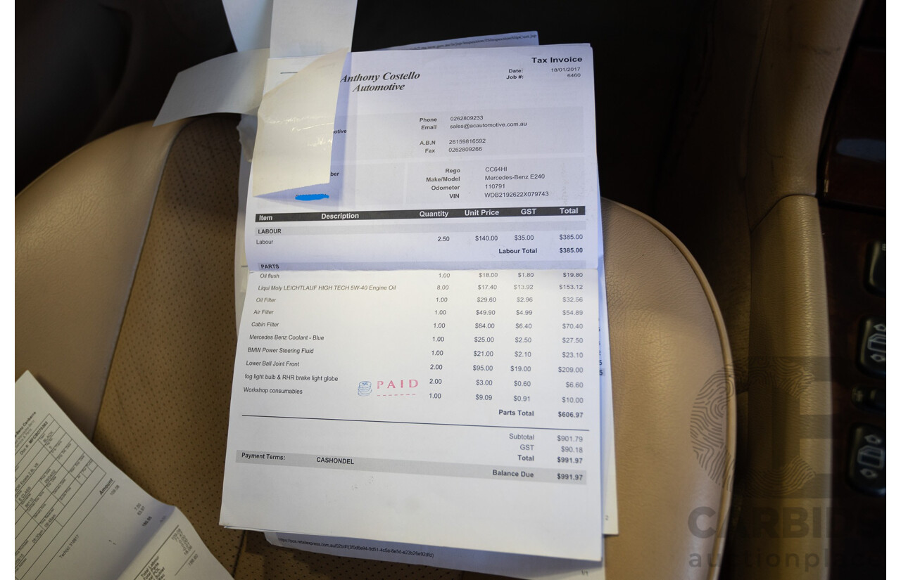 6/2002 Mercedes Benz E240 Classic W210 4d Wagon Travertine Beige Metallic V6 2.4L - 7 Seater