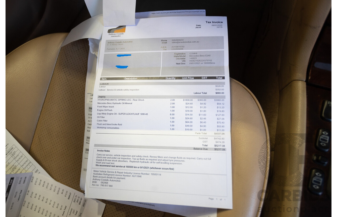 6/2002 Mercedes Benz E240 Classic W210 4d Wagon Travertine Beige Metallic V6 2.4L - 7 Seater