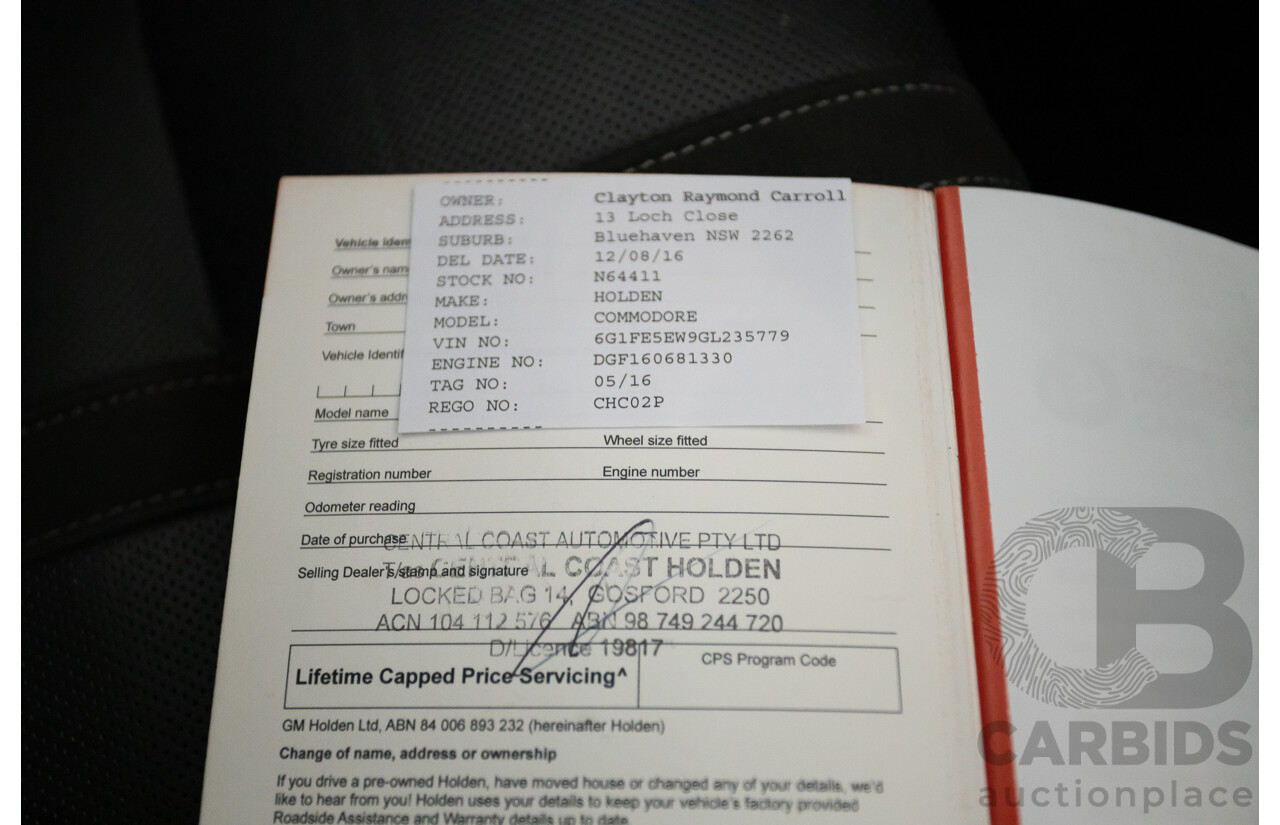 5/2016 Holden VF Commodore SS-V Redline Series 2 4d Sedan Phantom Black V8 6.2L