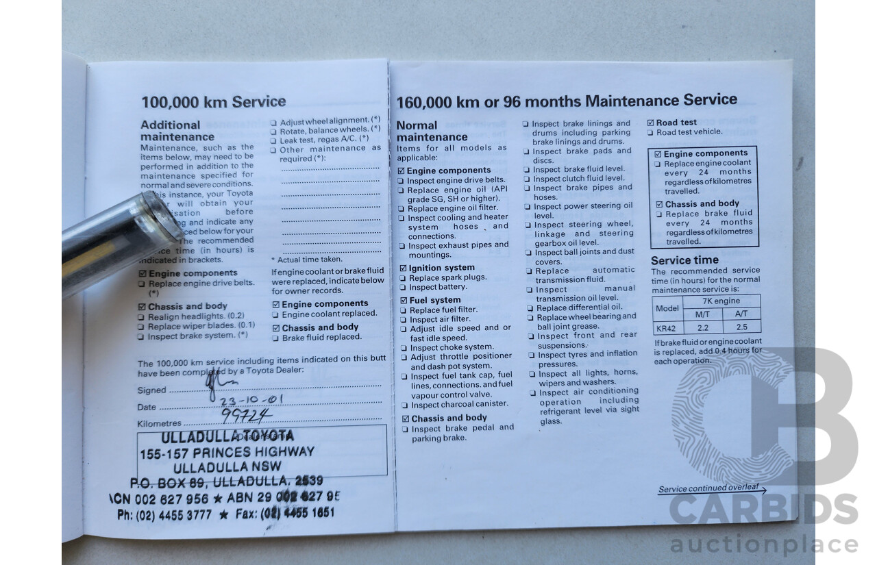 11/1998 Toyota Townace SBV KR42R 4d Blind Van White 1.8L