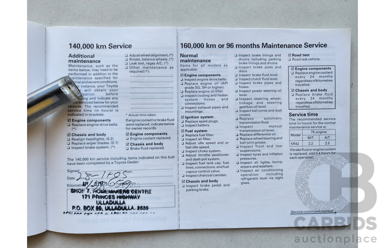 11/1998 Toyota Townace SBV KR42R 4d Blind Van White 1.8L