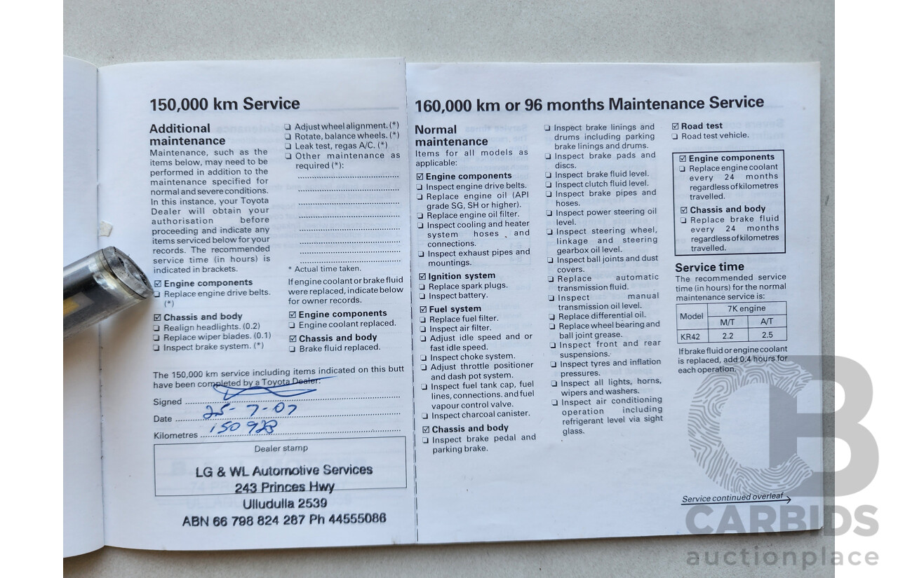 11/1998 Toyota Townace SBV KR42R 4d Blind Van White 1.8L