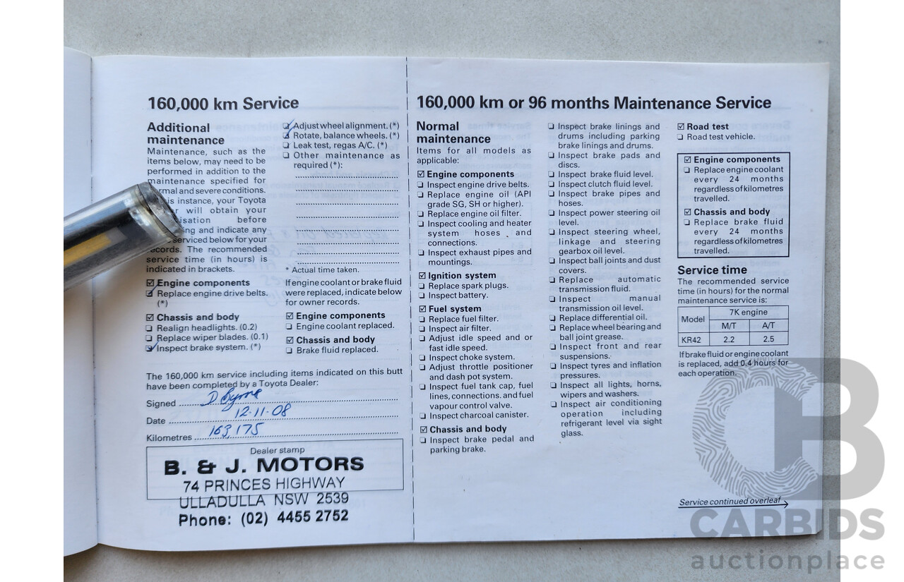 11/1998 Toyota Townace SBV KR42R 4d Blind Van White 1.8L