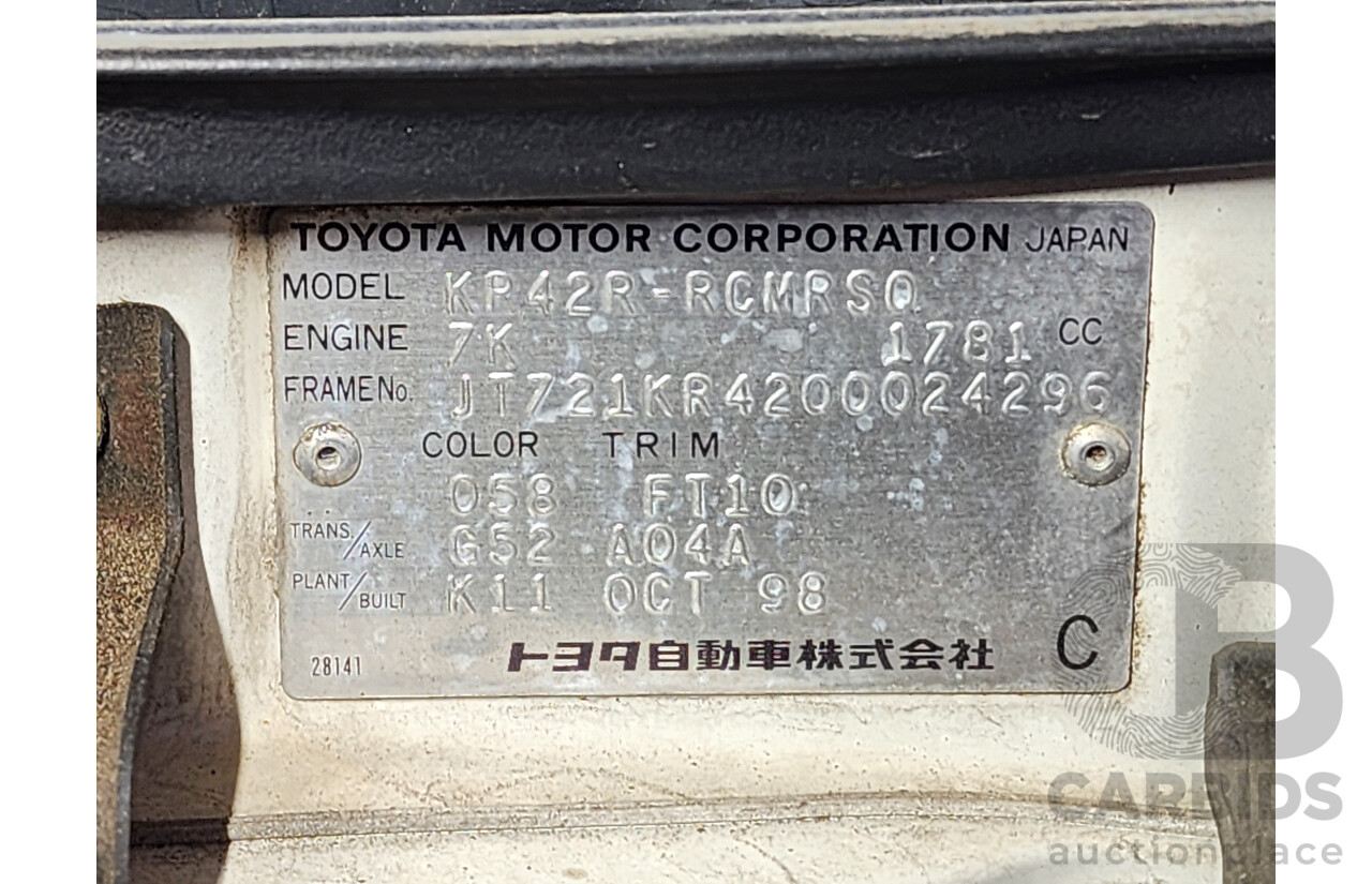 11/1998 Toyota Townace SBV KR42R 4d Blind Van White 1.8L