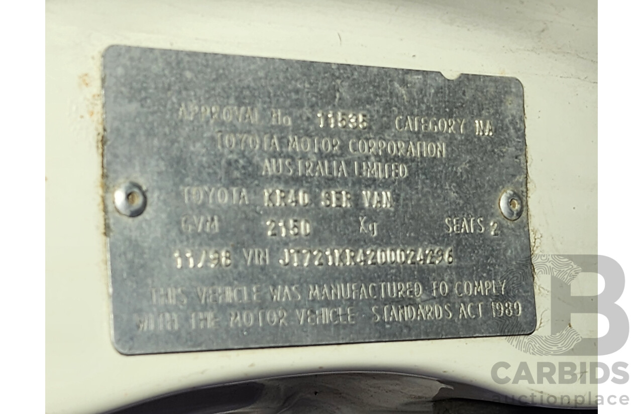 11/1998 Toyota Townace SBV KR42R 4d Blind Van White 1.8L