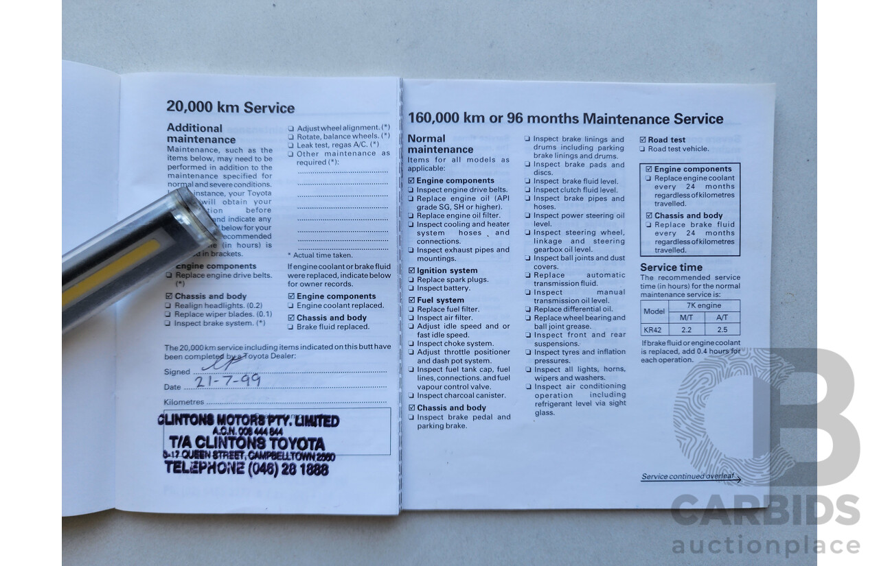 11/1998 Toyota Townace SBV KR42R 4d Blind Van White 1.8L