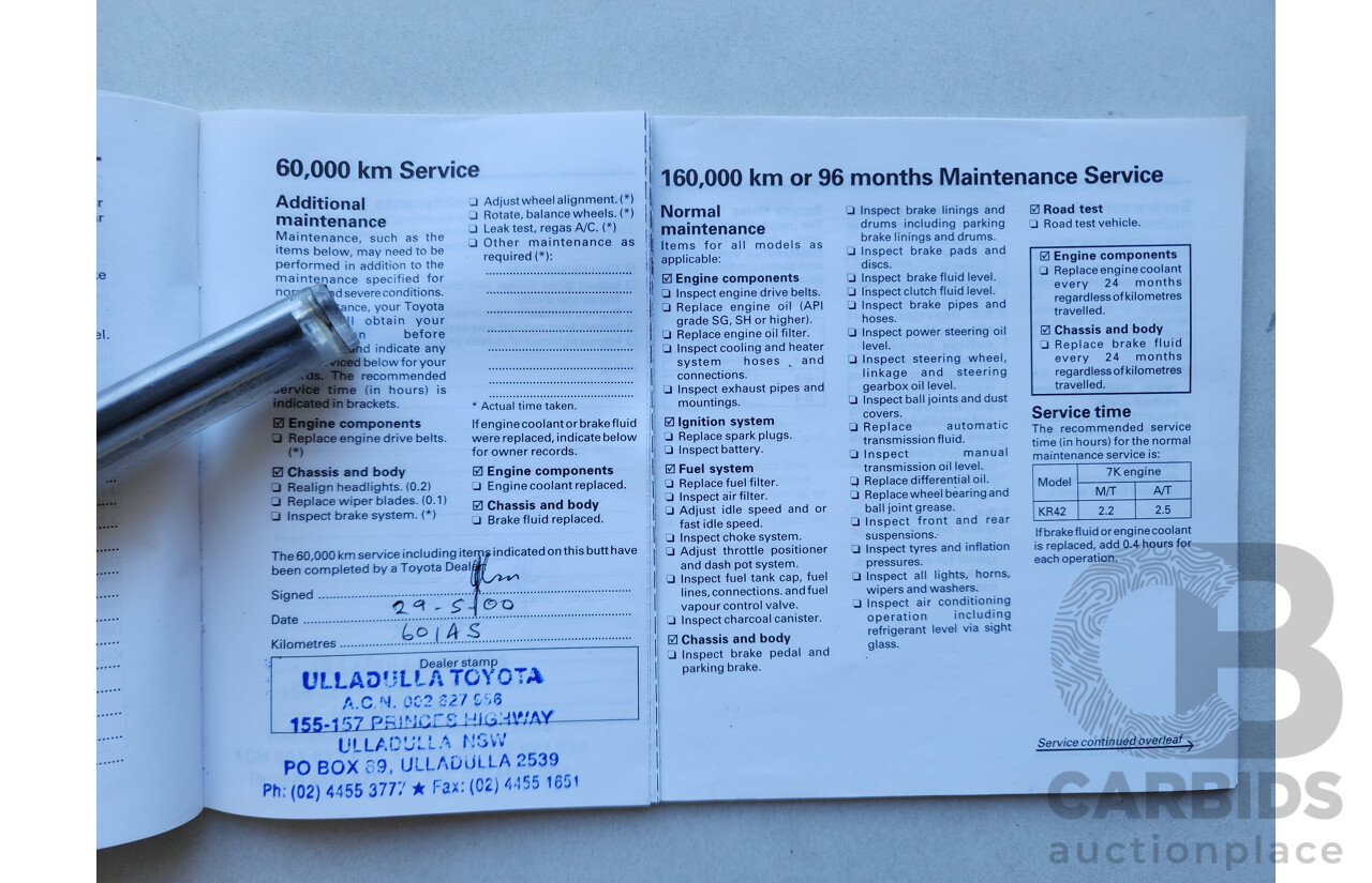 11/1998 Toyota Townace SBV KR42R 4d Blind Van White 1.8L