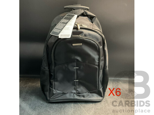 SOUTHBOUND Executive Wheeled Backpack - SB6801 Black - Lot of 6 - Estimated Total RRP $715.00