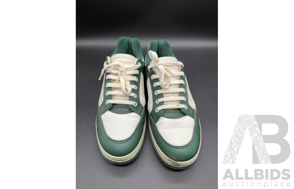 Low-Top Sneaker in White and Dark Green Men's Size 44 - Branded Saint Laurent