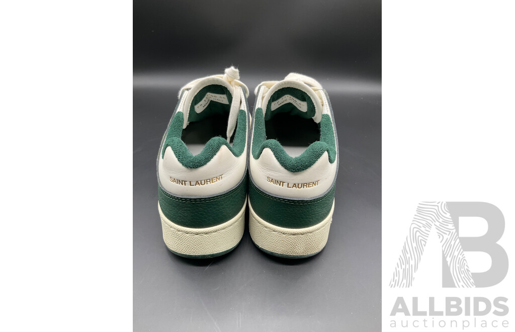 Low-Top Sneaker in White and Dark Green Men's Size 44 - Branded Saint Laurent