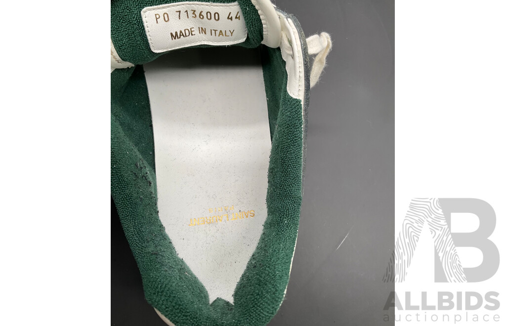 Low-Top Sneaker in White and Dark Green Men's Size 44 - Branded Saint Laurent