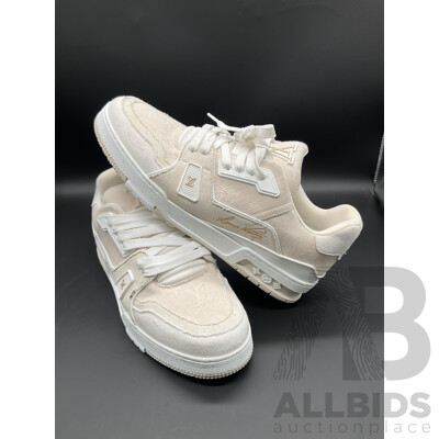 Trainer Sneaker (Beige Monogram Denim) Men's Size 9 - Branded Louis Vuitton