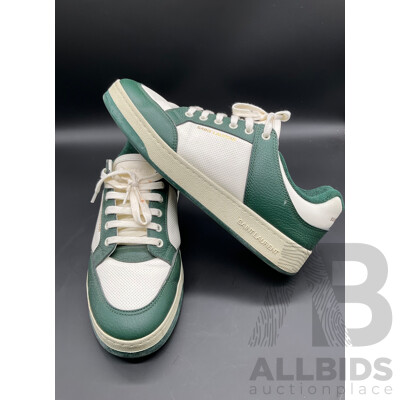 Low-Top Sneaker in White and Dark Green Men's Size 44 - Branded Saint Laurent