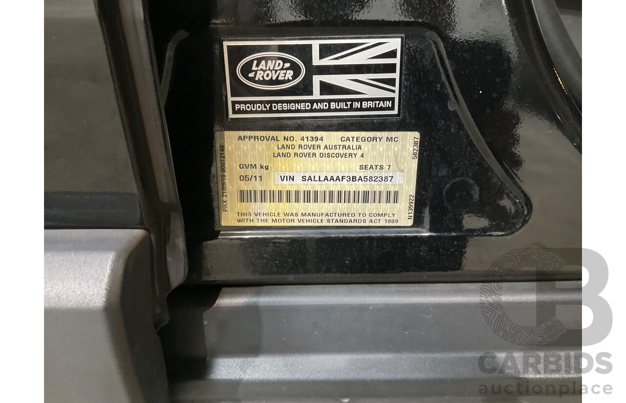 5/2011 Land Rover Discovery 4 SDV6 HSE MY11 4d Wagon Santorini Black Metallic Turbo Diesel V6 3.0L