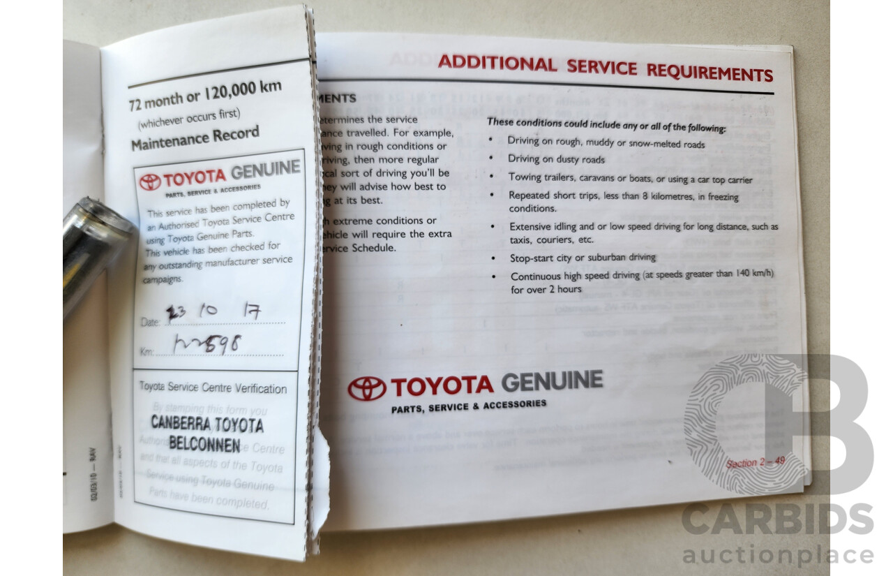 10/2011 Toyota Rav4 Altitude (2wd) ACA38R MY11 4d Wagon Red 2.4L