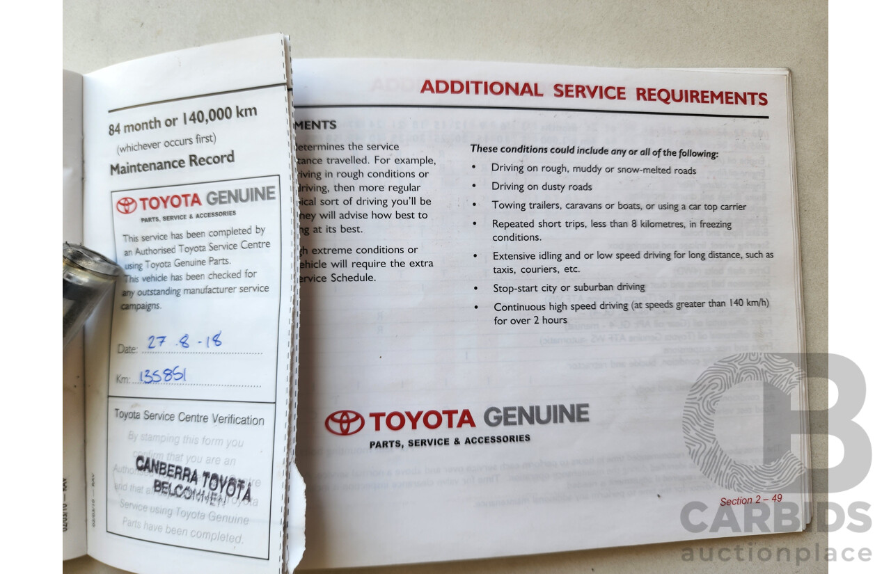 10/2011 Toyota Rav4 Altitude (2wd) ACA38R MY11 4d Wagon Red 2.4L