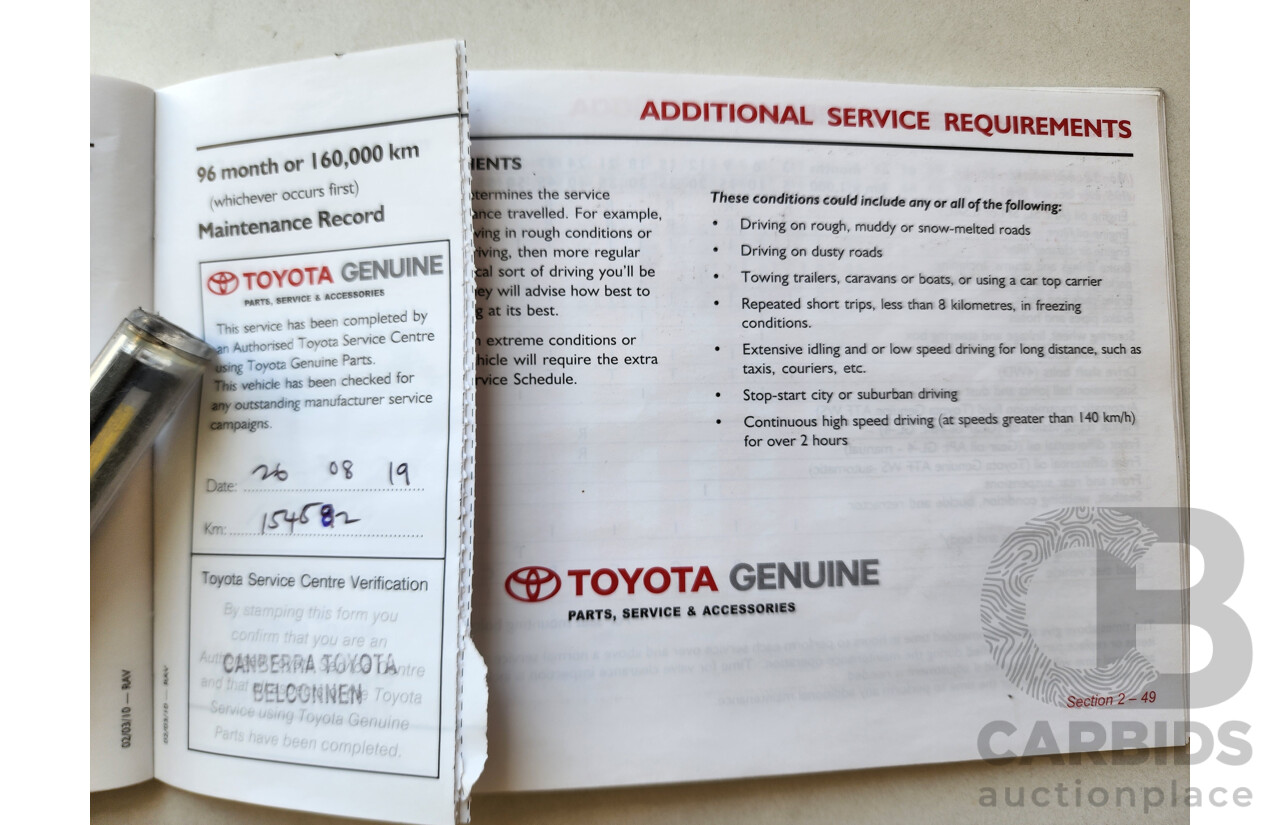 10/2011 Toyota Rav4 Altitude (2wd) ACA38R MY11 4d Wagon Red 2.4L