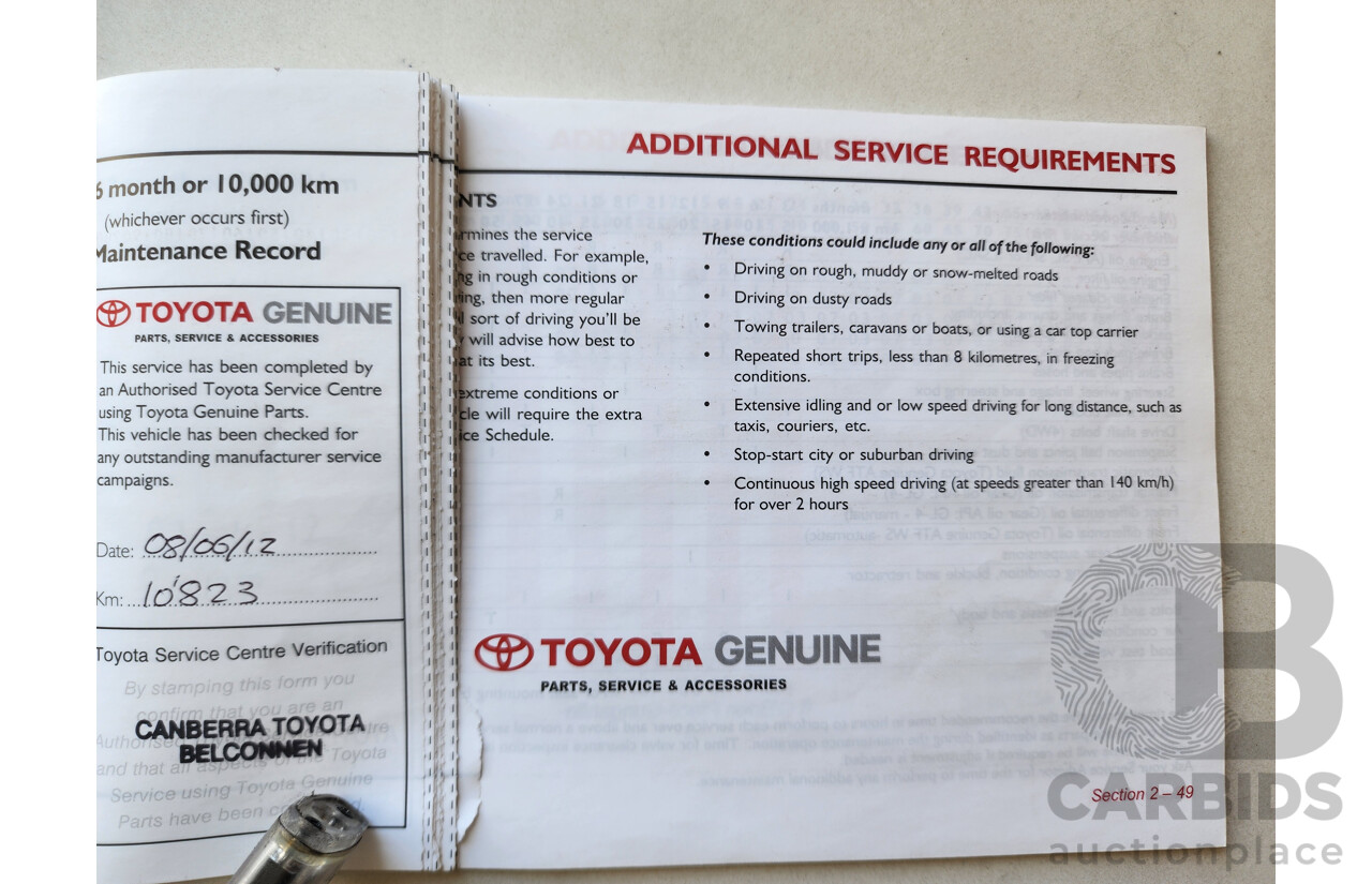 10/2011 Toyota Rav4 Altitude (2wd) ACA38R MY11 4d Wagon Red 2.4L