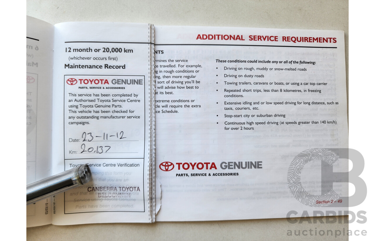 10/2011 Toyota Rav4 Altitude (2wd) ACA38R MY11 4d Wagon Red 2.4L