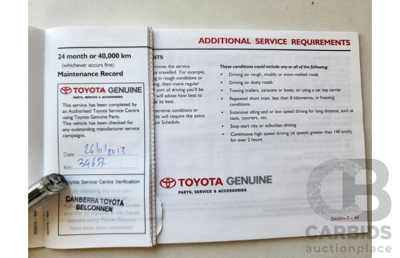 10/2011 Toyota Rav4 Altitude (2wd) ACA38R MY11 4d Wagon Red 2.4L