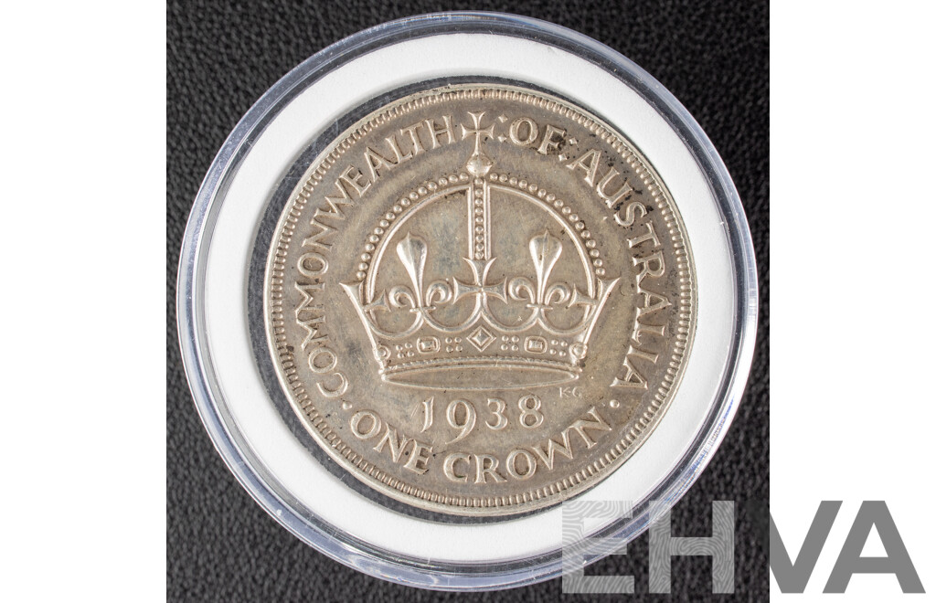 Australian 1938 KGVI Silver Crown, High Grade .925