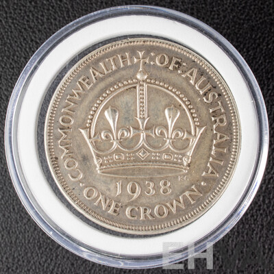 Australian 1938 KGVI Silver Crown, High Grade .925
