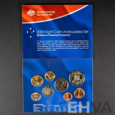 Australian RAM 2006 Eight UNC Coin Set, Forty Years Decimal Currency 