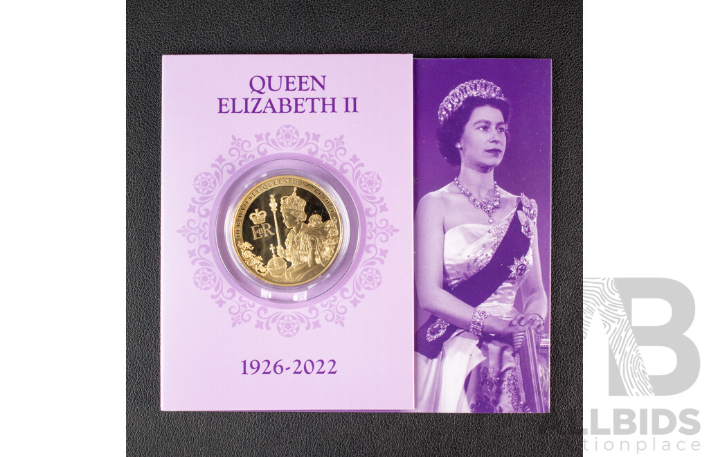 Australian 2022 RAM Gold plated medallion QE2 Life.