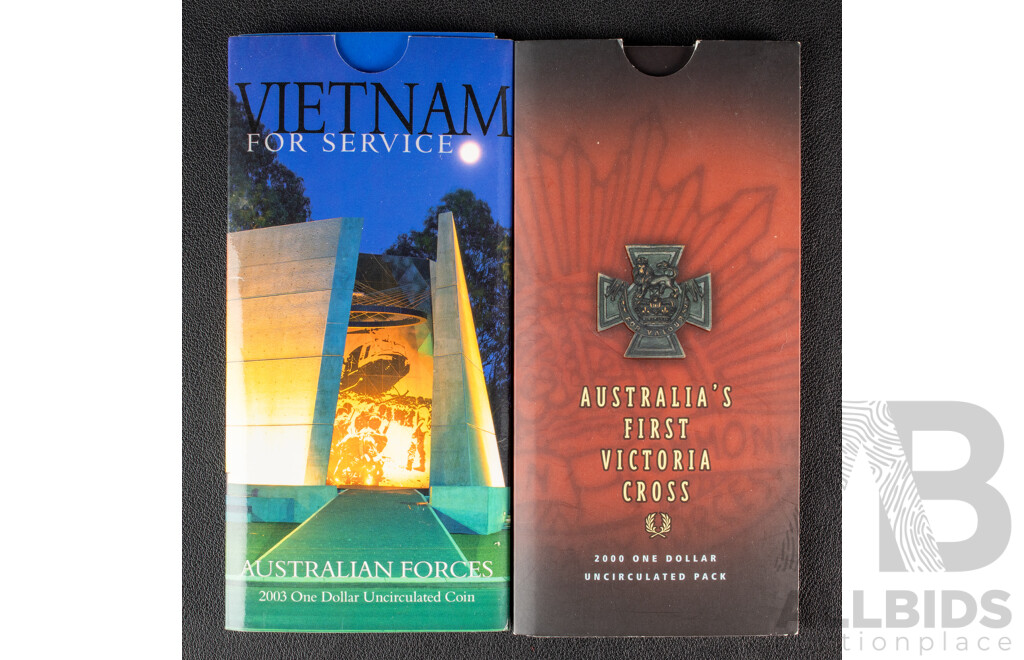 Australian one dollar coins, 2000 Victoria Cross and 2003 Vietnam Service 