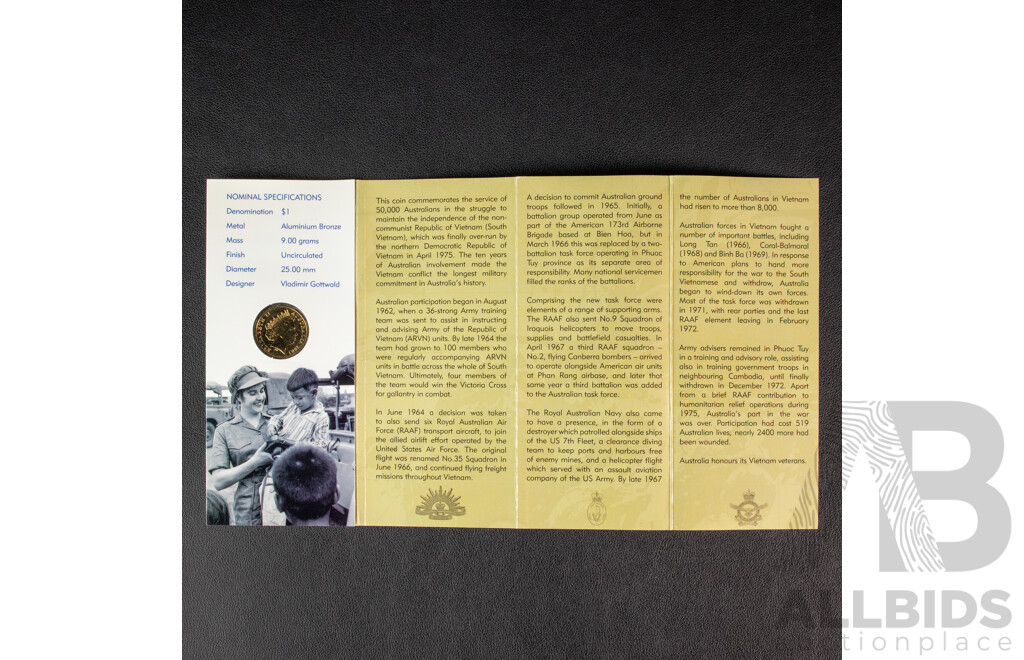 Australian one dollar coins, 2000 Victoria Cross and 2003 Vietnam Service 
