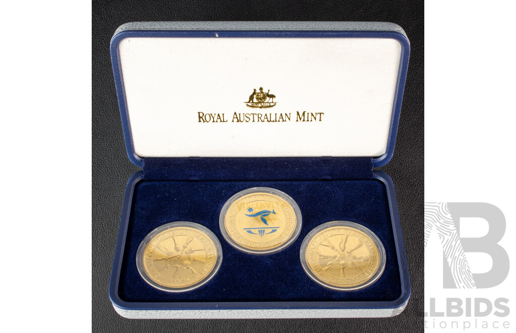 Australian 2002 RAM XVII Commonwealth Games Manchester 3 coin set $5 coins.