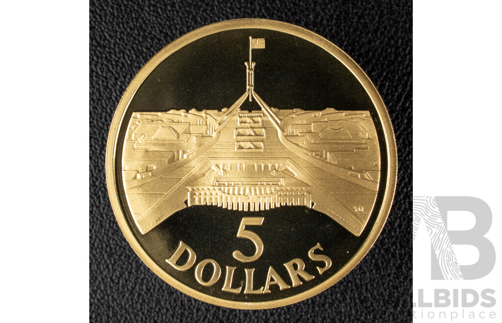 Australian RAM 1988 Proof five dollar coin, Opening New Parliament House.