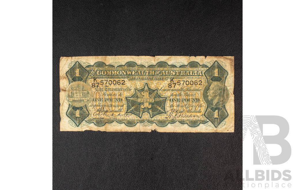 Australian 1932 One Pound Note Riddle/Sheehan