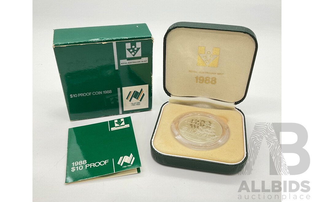 Australian RAM 1988 Silver Proof Ten Dollar Coin, Bicentennial .925