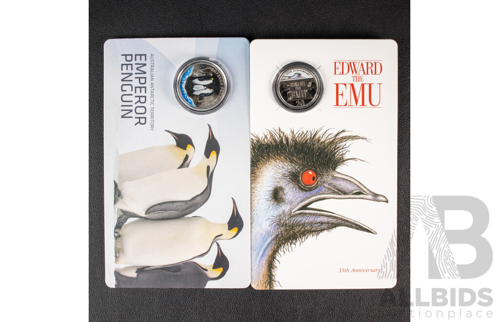 Australian 2022 Twenty Cent, 2023 Fifty Cent Coloured Coins 