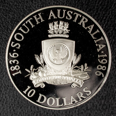 Australian 1986 Silver Ten Dollar Coin, State Series South Australia .925