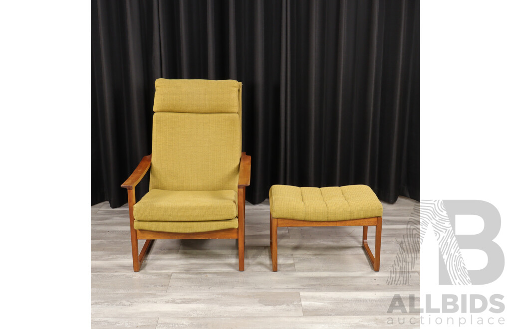 Vintage Coachwood Framed Lounge Chair and Footstool by Gerrard Easton