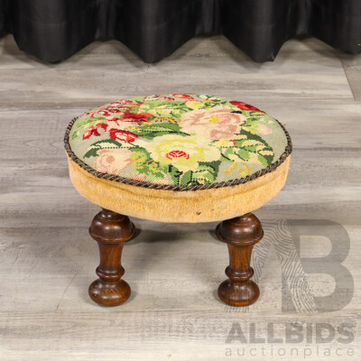 Vintage Tapestry Top Footstool