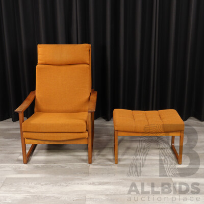 Vintage Coachwood Framed Lounge Chair Attributed to Gerald Easden