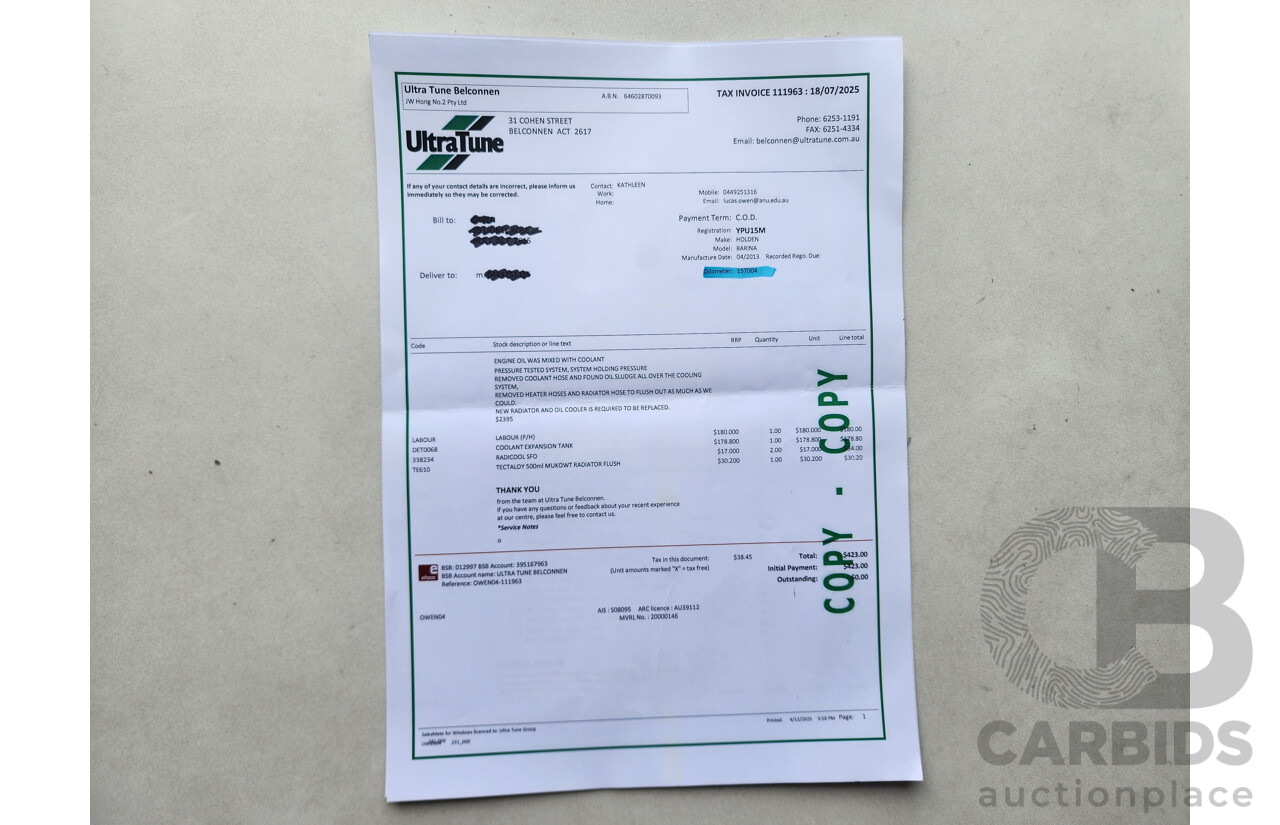 4/2013 Holden Barina CD TM MY13 5d Hatchback White 1.6L