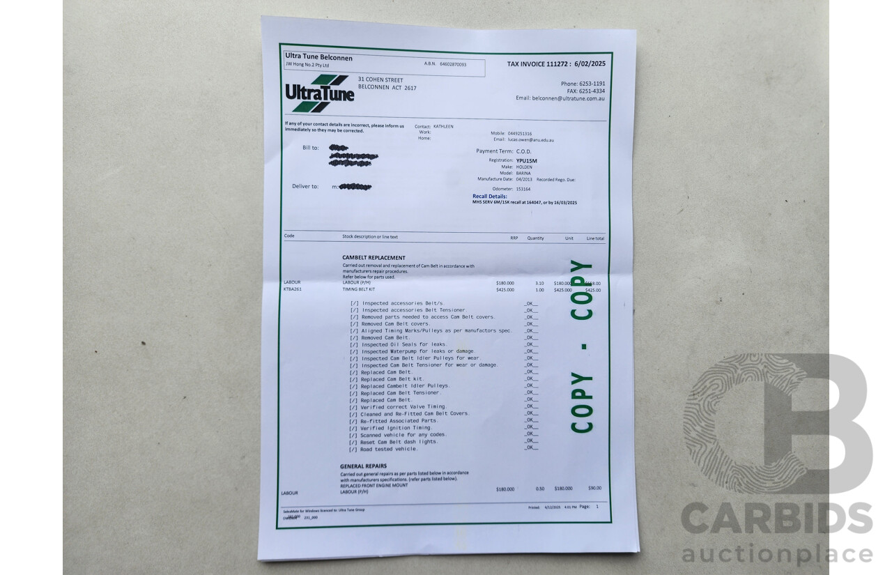 4/2013 Holden Barina CD TM MY13 5d Hatchback White 1.6L