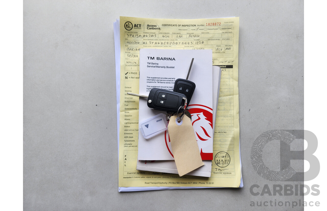 4/2013 Holden Barina CD TM MY13 5d Hatchback White 1.6L