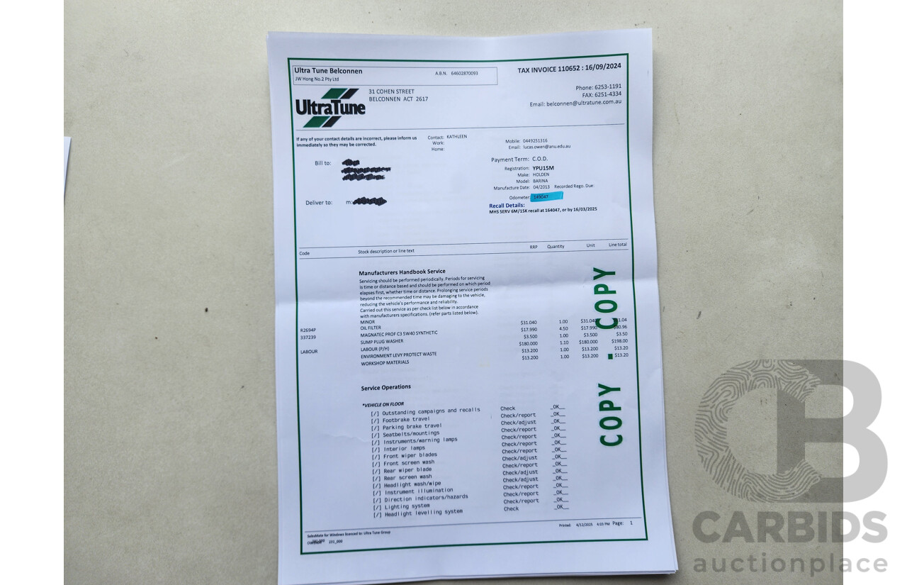 4/2013 Holden Barina CD TM MY13 5d Hatchback White 1.6L