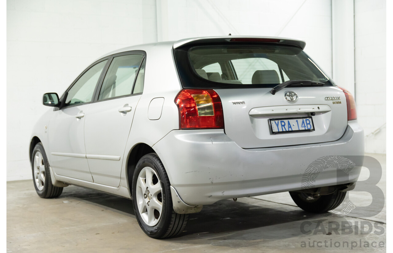 11/2002 Toyota Corolla Ultima Seca ZZE122R 5d Hatchback Silver Glaze Metallic 1.8L