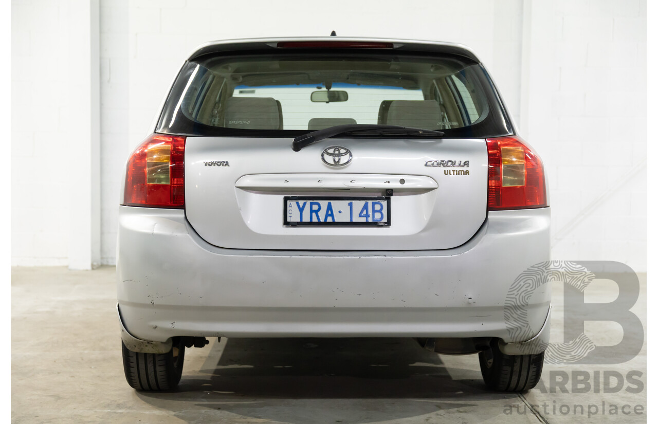 11/2002 Toyota Corolla Ultima Seca ZZE122R 5d Hatchback Silver Glaze Metallic 1.8L