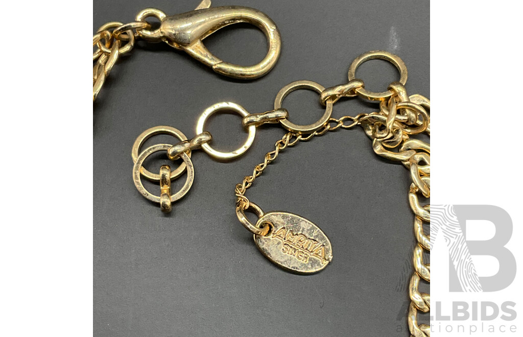 AMRITA SINGH Multi Colour Gem Stone Necklace and Black Grey Necklace - Lot of 2