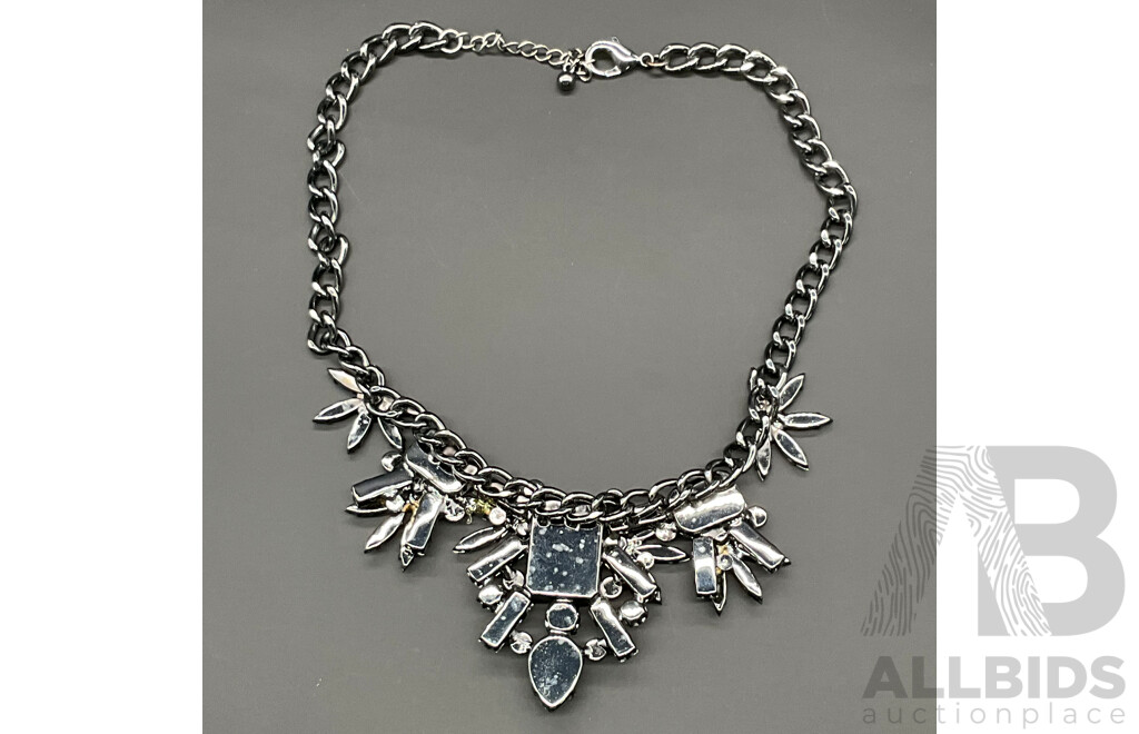 AMRITA SINGH Multi Colour Gem Stone Necklace and Black Grey Necklace - Lot of 2